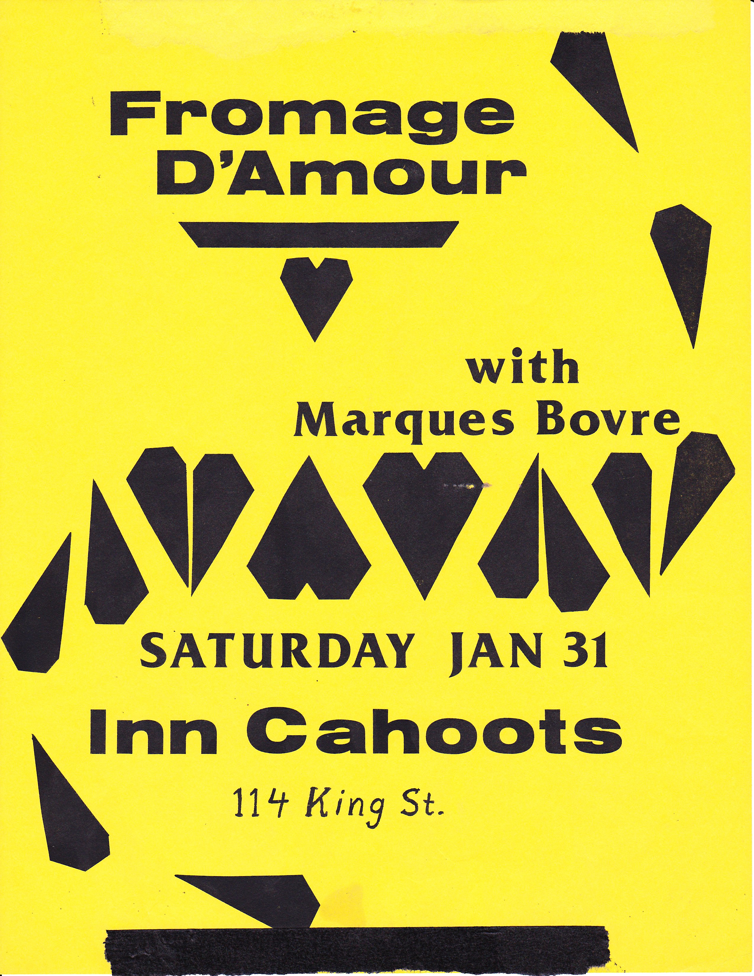 Marques Bovre opening for Fromage D'Amour, January 31, 1987