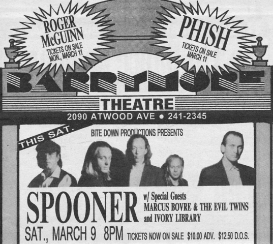 Marques Bovre and the Evil Twins opening for Spooner, March 9, 1991