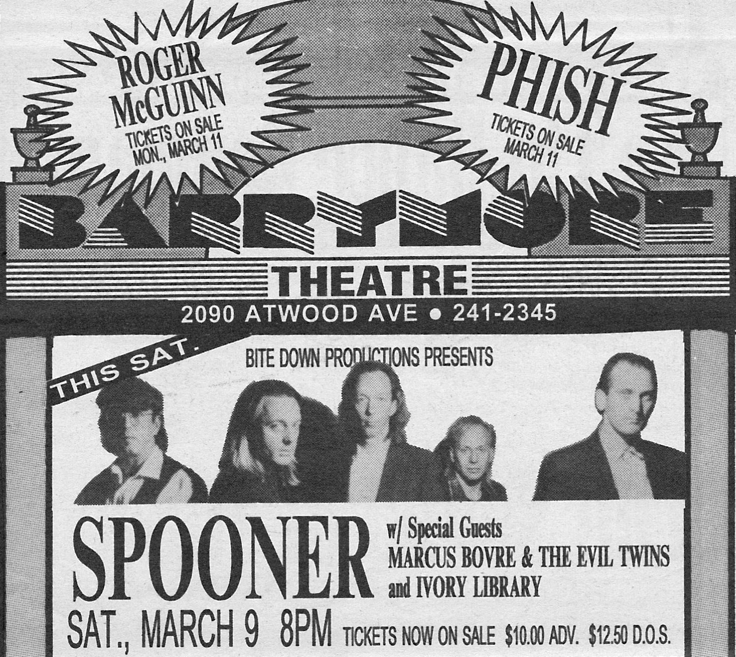 Marques Bovre and the Evil Twins opening for Spooner, March 9, 1991